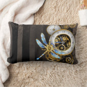 機械式トンボ付きスチームパンク時計 ランバークッション (ブランケット)