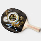 機械式トンボ付きスチームパンク時計 卓球ラケット (横)