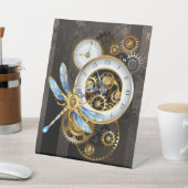 機械式トンボ付きスチームパンク時計 台座サイン (インサイチュ)