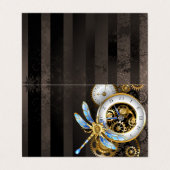 機械式トンボ付きスチームパンク時計 名刺 (外部フラット)