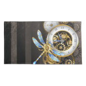 機械式トンボ付きスチームパンク時計 枕カバー (裏面-左)