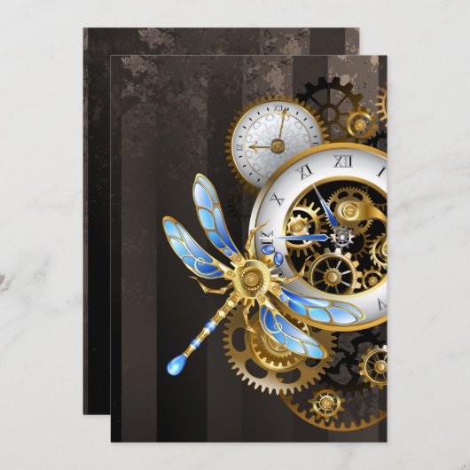 機械式トンボ付きスチームパンク時計 案内状 (正面/裏面)