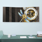 機械式トンボ付きスチームパンク時計 横断幕 (トレードショー)