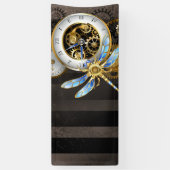 機械式トンボ付きスチームパンク時計 横断幕 (縦)