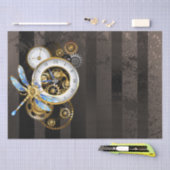 機械式トンボ付きスチームパンク時計 薄葉紙 (クラフト)