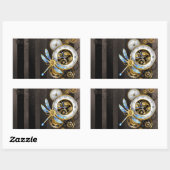 機械式トンボ付きスチームパンク時計 長方形シール (シート)