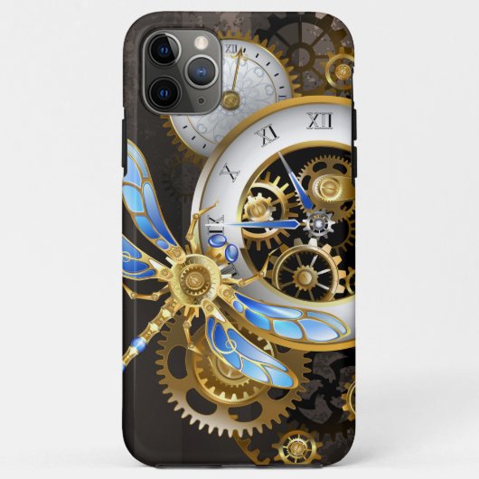 機械式トンボ付きスチームパンク時計 Case-Mate iPhoneケース (裏面)