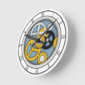 機械式時計回りイリュージョン・トロンペ・ロイユ・ブルー ラウンド壁時計 (傾斜)