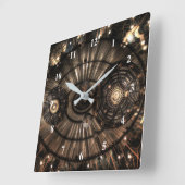 機械式蒸気パンク〔占星術の〕十二宮図星座 スクエア壁時計 (傾斜)