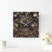 機械式蒸気パンク〔占星術の〕十二宮図星座 スクエア壁時計 (ホーム)