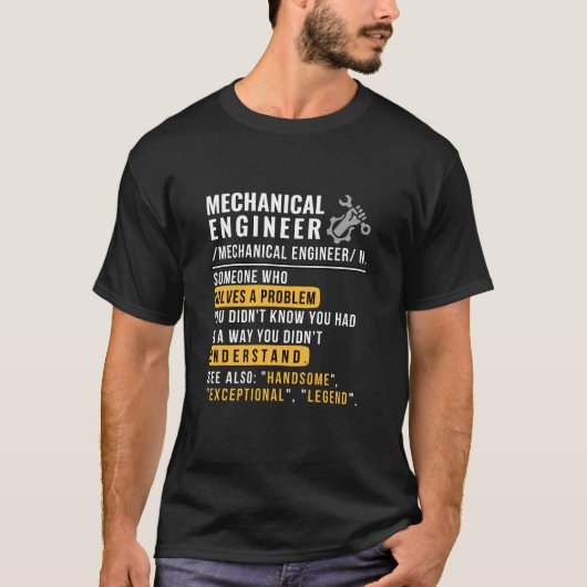 機械技師の定義がおもしろい仕事 Tシャツ (正面)