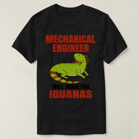 機械技術者がイグアナで働く Tシャツ (デザイン正面)