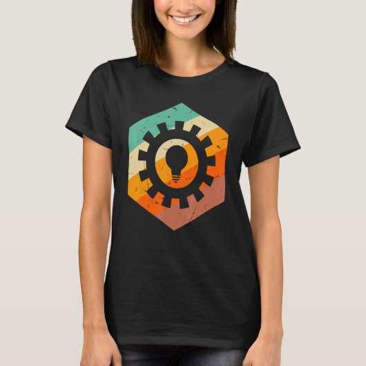 機械技術者レトロエンジニアリングギア機関 Tシャツ (正面)