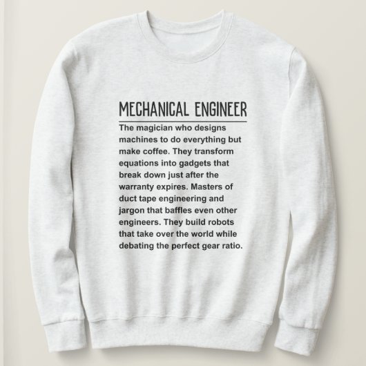 機械技術者 スウェットシャツ (デザイン正面)