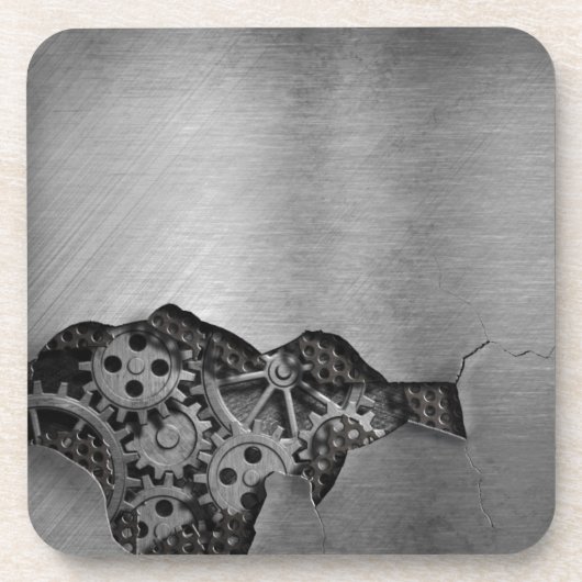 機械損傷の金属の背景 コースター (正面)