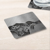 機械損傷の金属の背景 スクエアペーパーコースター (アングル)
