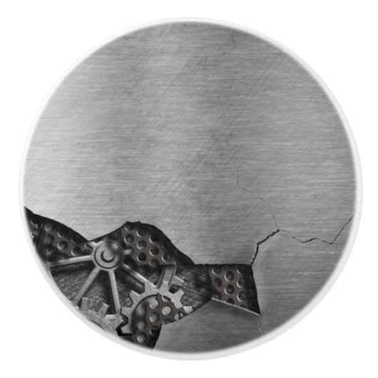 機械損傷の金属の背景 セラミックノブ (正面)