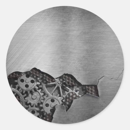 機械損傷の金属の背景 ラウンドシール (正面)