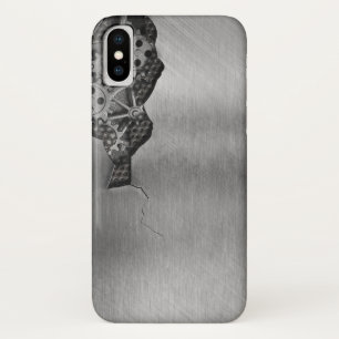 機械損傷の金属の背景 iPhone X ケース