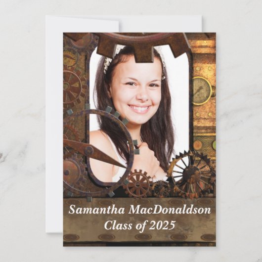 機械機械の写真の卒業 招待状 (正面)