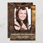 機械機械の写真の卒業 招待状 (正面/裏面)