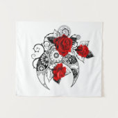 機械的な三日月と赤いバラ タペストリー (正面(横))