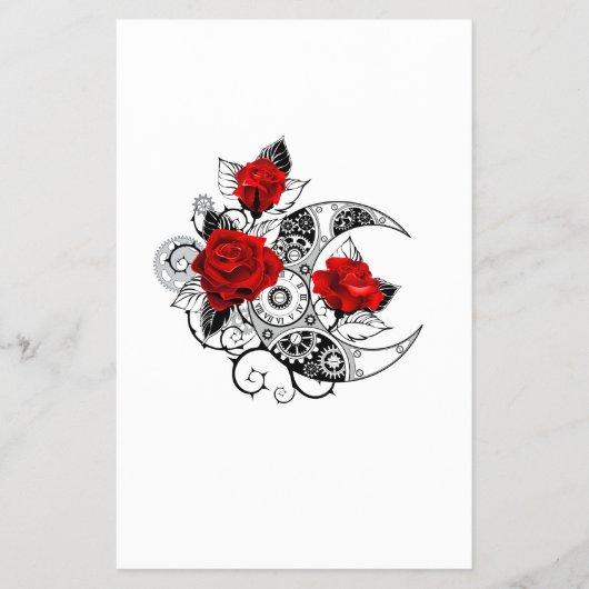 機械的な三日月と赤いバラ チラシ (正面)