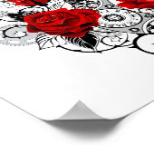 機械的な三日月と赤いバラ ポスター (角)