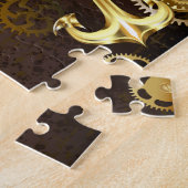 機械的な海馬が付いた木製の背景 ジグソーパズル (側面)