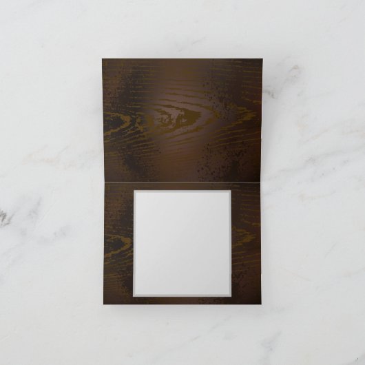 機械的な海馬のある木製の背景 サンキューカード (内部)