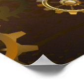 機械的な海馬のある木製の背景 ポスター (角)