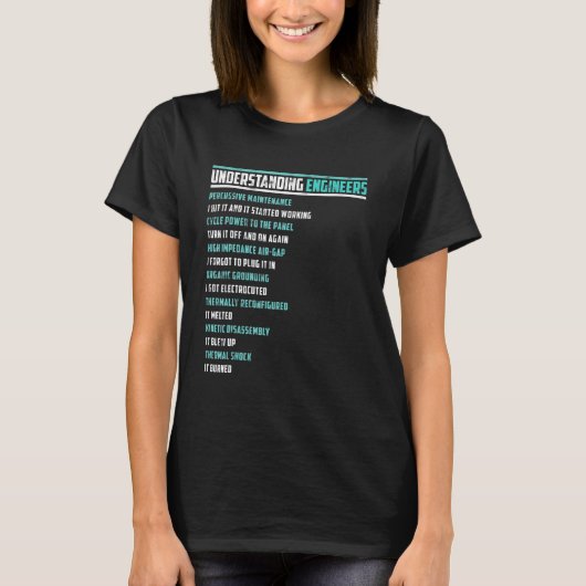 機械的な皮肉エンジニアリングおもしろいの理解 Tシャツ (正面)