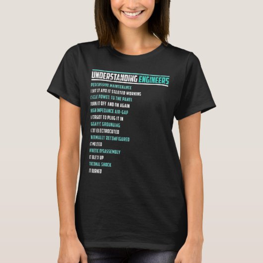 機械的な皮肉エンジニアリングおもしろいの理解 Tシャツ (正面)