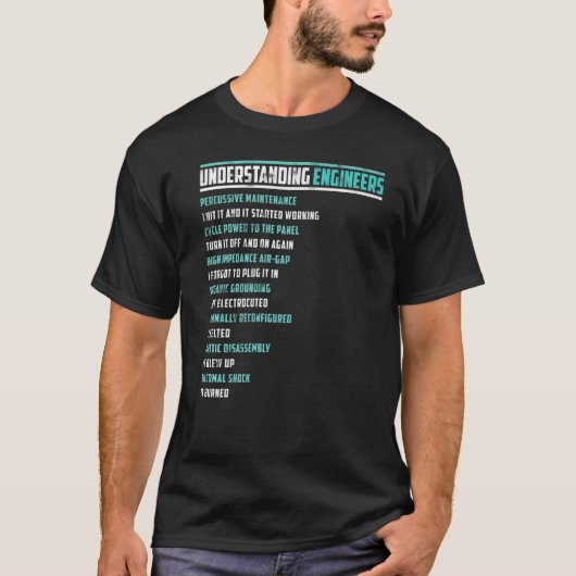 機械的な皮肉エンジニアリングおもしろいの理解 Tシャツ (正面)