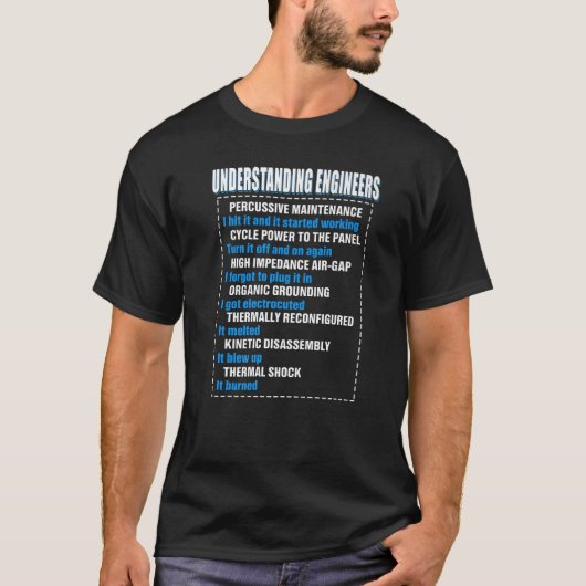 機械的な皮肉エンジニアリングおもしろいの理解 Tシャツ (正面)