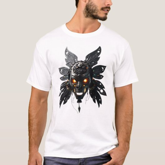機械的な翼を持つ部族のマスク Tシャツ (正面)