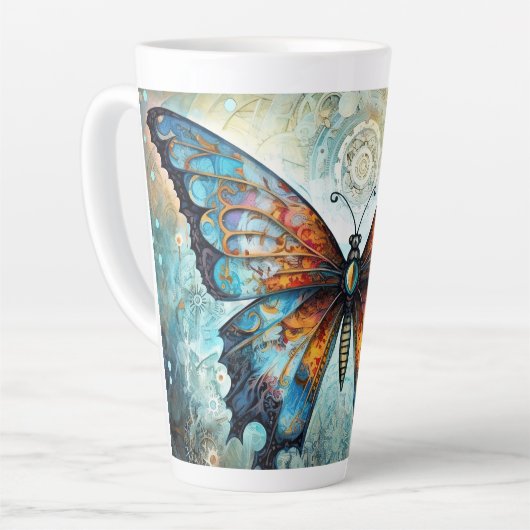 機械的な蝶の夢 カフェラテマグ (左アングル)