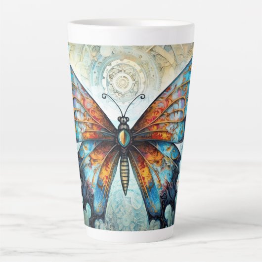 機械的な蝶の夢 カフェラテマグ (正面)