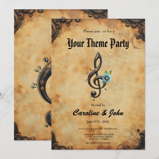 機械的クレフ、 音符記号 招待状 (正面/裏面)