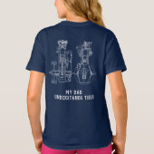 機械的スケッチヴィンテージ青写真ホワイトカスタム Tシャツ (裏面)