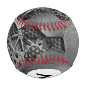 機械的損傷を伴うモノグラムメタル背景 野球ボール (裏面)