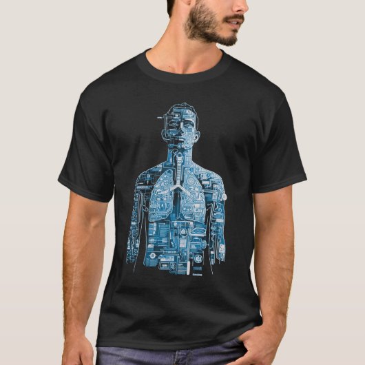 機械的解剖学 - 呼吸システム Tシャツ (正面)