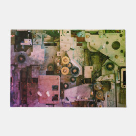 機械製クールモダンステームパンクオタク系のピンクグリーン ドアマット