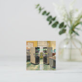 「機械語」- ユーモラスなテクノロジー スクエア名刺 (スタンド正面)