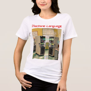 「機械語」- ユーモラスなテクノロジー トライブレンドTシャツ