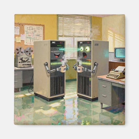 「機械語」- ユーモラスなテクノロジー マグネット (正面)