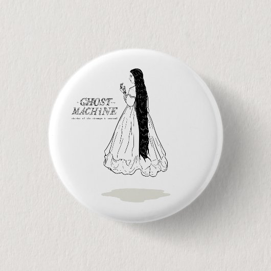 機械"Ghostbot"私のボタンの幽霊 缶バッジ (正面)