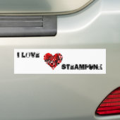 機械STEAMPUNKのハート バンパーステッカー (車上)