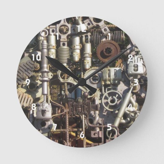 機械Steampunk ラウンド壁時計 (正面)