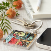 機織り女性 キーホルダー (正面右)